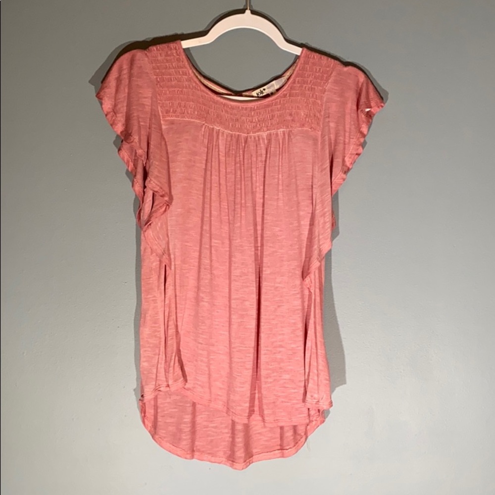 Jolt Flutter Sleeve Smocked top in Dusty Rose